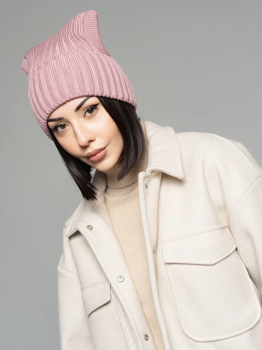 Шапка женская осенняя-весенняя тонкая с ушками