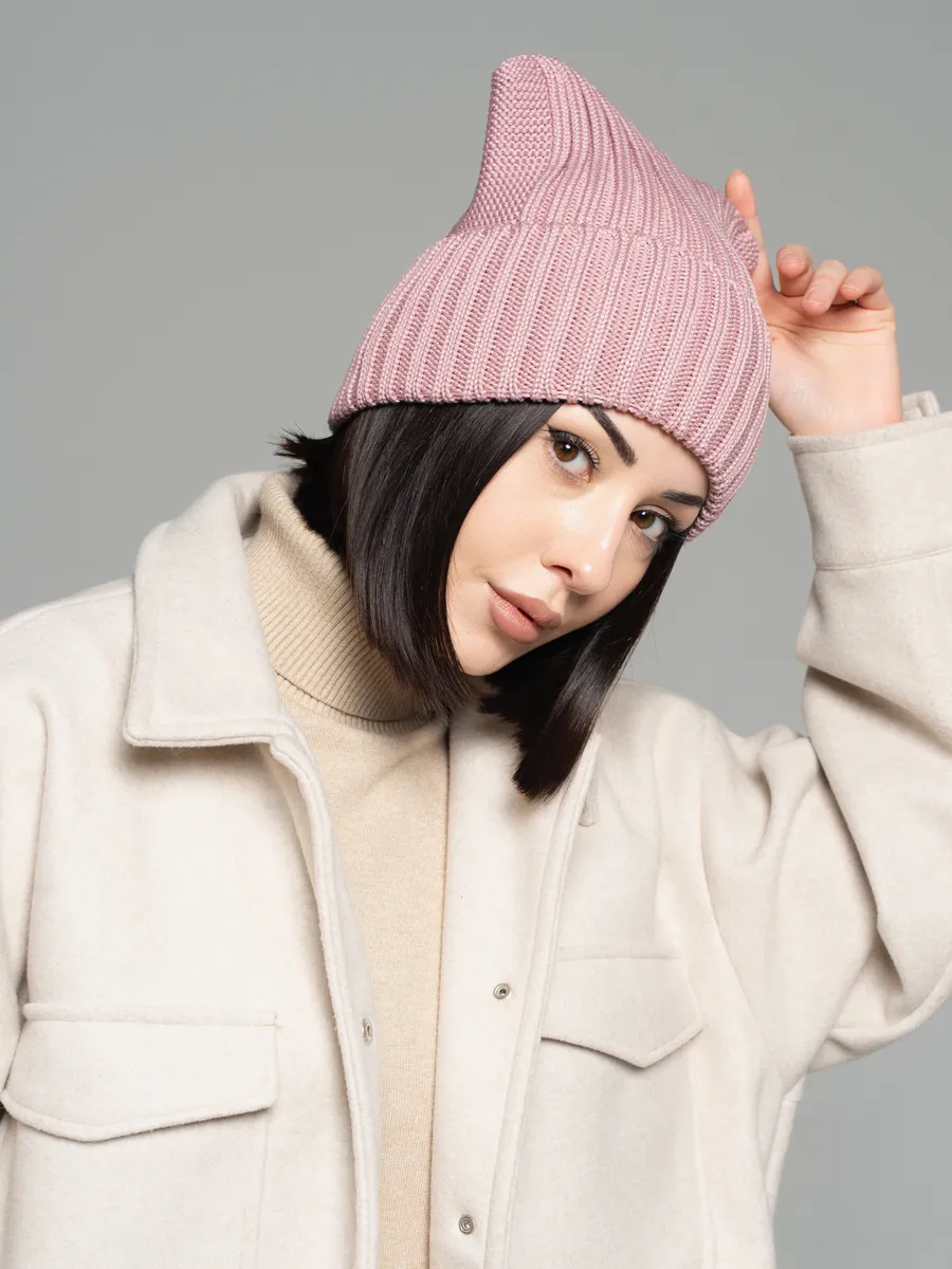 Шапка женская осенняя-весенняя тонкая с ушками