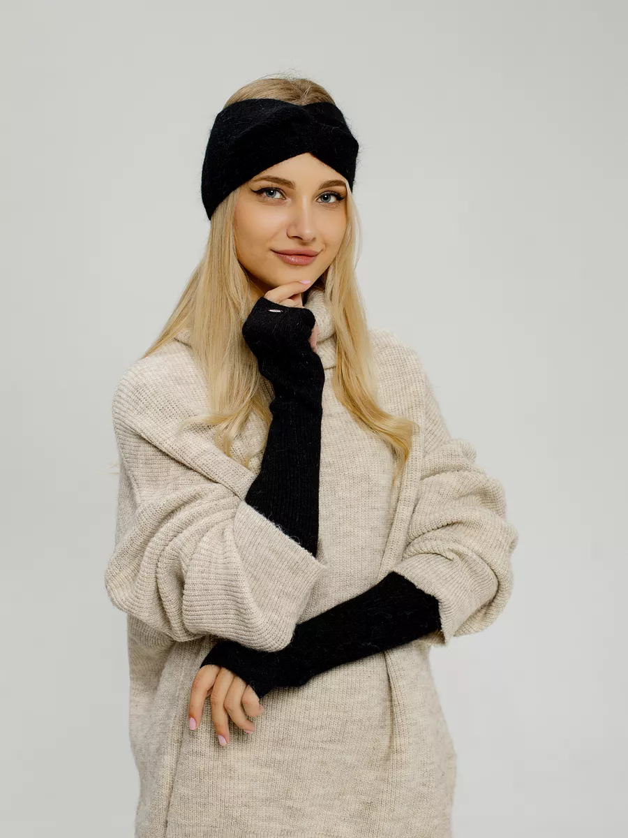 Повязка на голову женская весенняя теплая на осень и весну