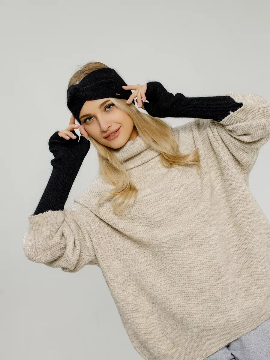 Повязка на голову женская весенняя теплая на осень и весну