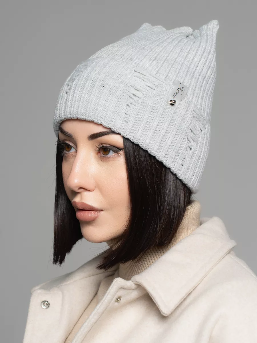 Шапка женская осенняя-весенняя тонкая с ушками