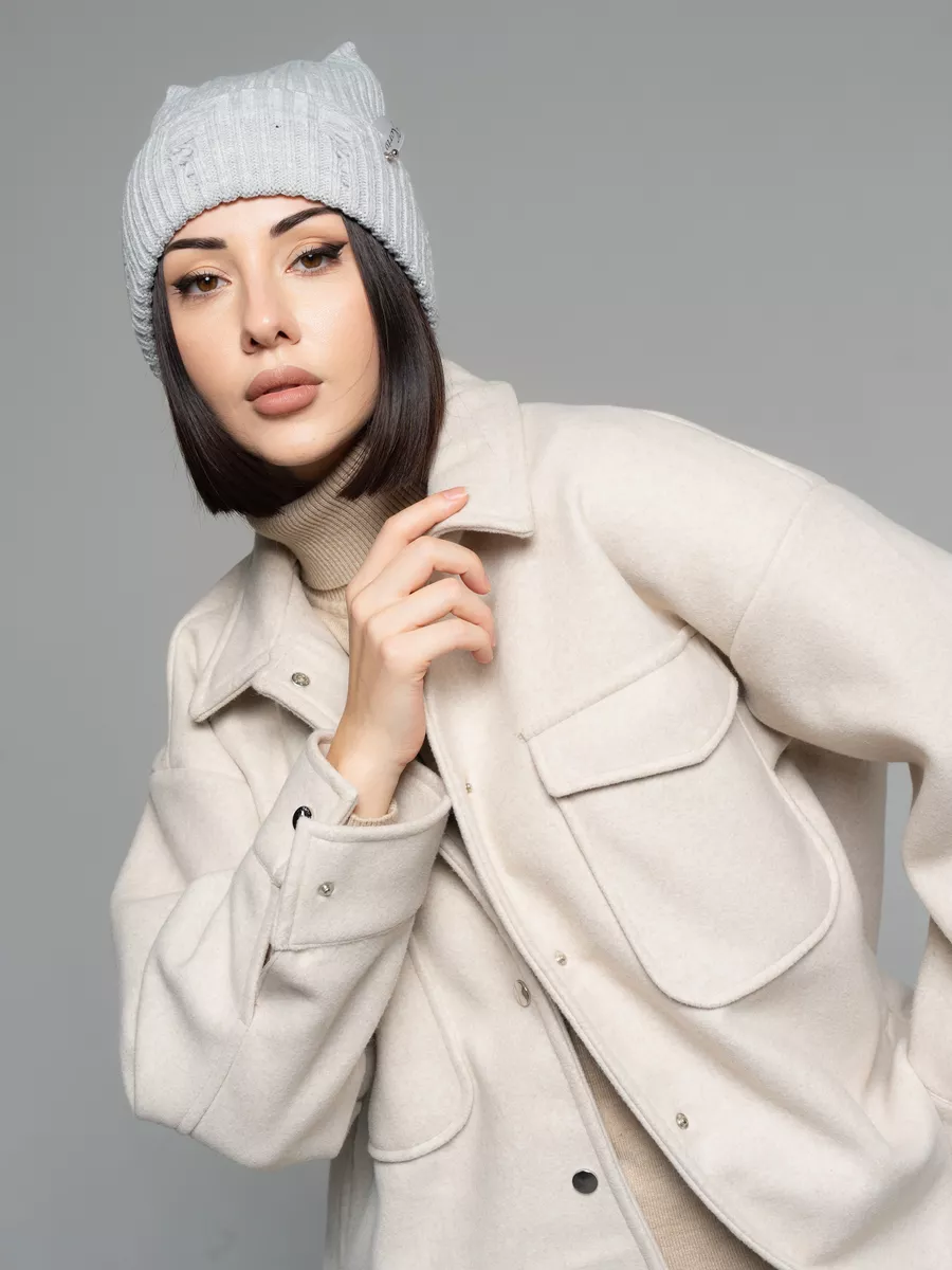 Шапка женская осенняя-весенняя тонкая с ушками